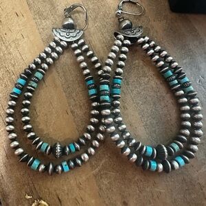 Silver and Turquoise Beaded Earrings